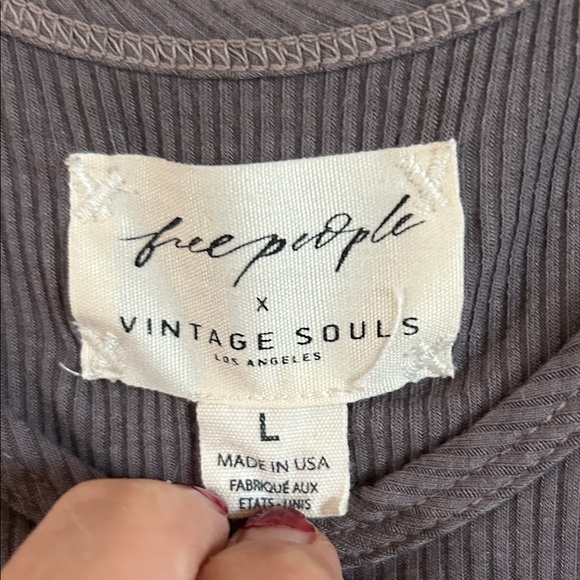 Free People Gray Tank Top with Tiger and Moon Design - Picture 3 of 4